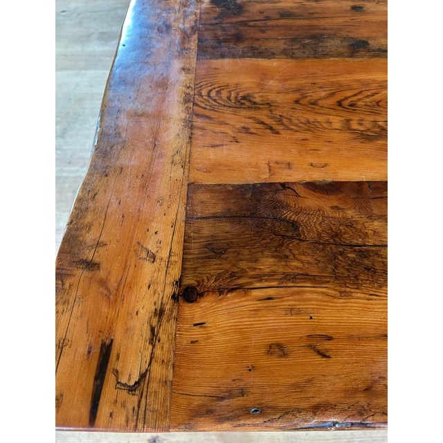 Monumental Repurposed Barn Wood Farm Table For Sale - Image 13 of 17