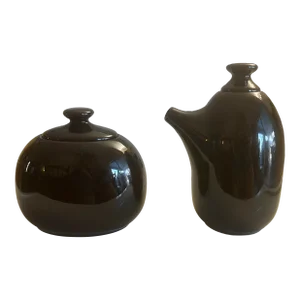 Brown Creamer & Sugar Set- A Pair