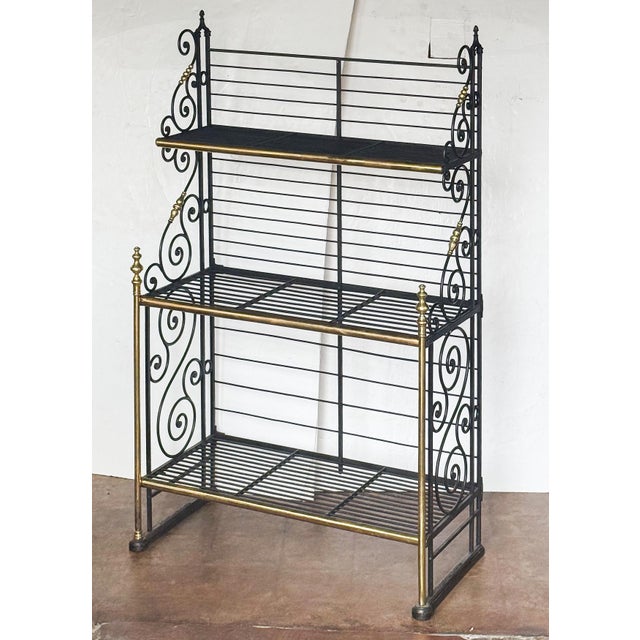 Large French Boulangerie Stand or Baker's Rack of Wrought Iron and Brass For Sale - Image 4 of 12