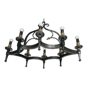 Spanish 1940's Gothic Style Eight Light Chandelier