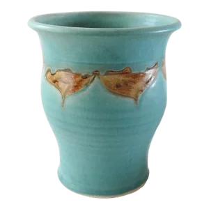 Mid Century Turquoise Blue Artisan Vase