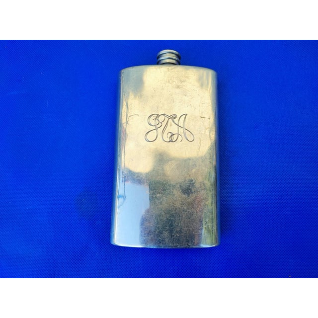 Silver Art Deco Brass-Plated Heraldic Hip Flask, 1920s For Sale - Image 8 of 8