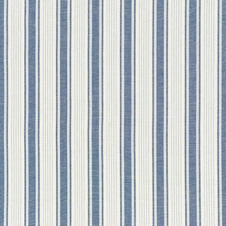 Schumacher X Mark D. Sikes Ojai Stripe in Prussian Blue Fabric For Sale