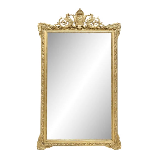 French Louis XVI Style Giltwood Mirror - 19th C For Sale