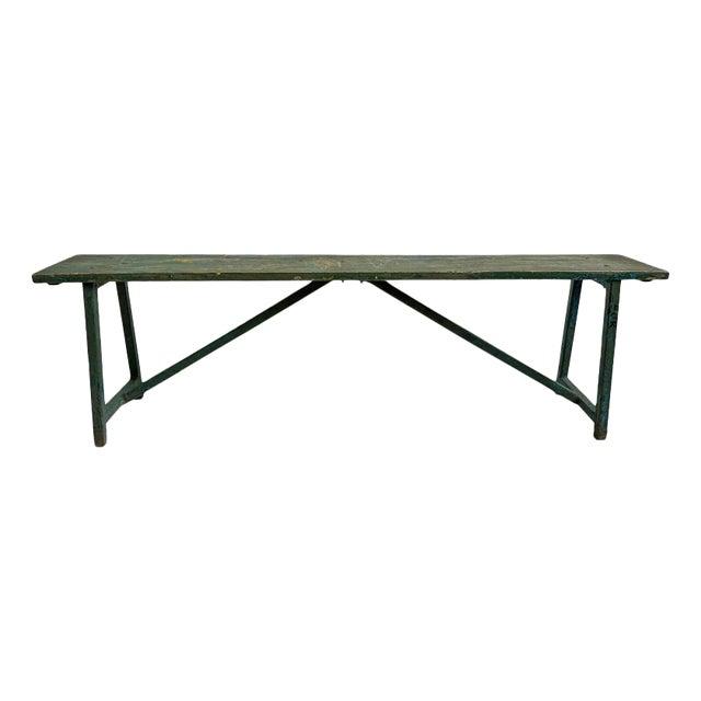 Vintage Wood & Iron School Bench For Sale