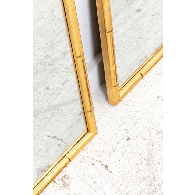 Late 20th Century Pair Gilt Faux Bamboo Distressed Mirrors For Sale - Image 5 of 6