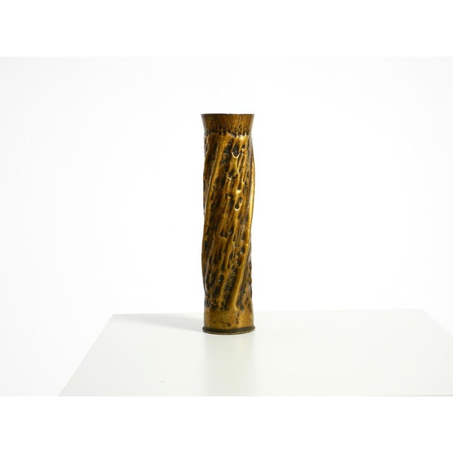 Large Vintage Brutalist Brass Vase, 1975 For Sale - Image 18 of 18