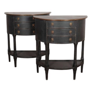 Dutch Demi-Lune Bedside Tables, Set of 2 For Sale