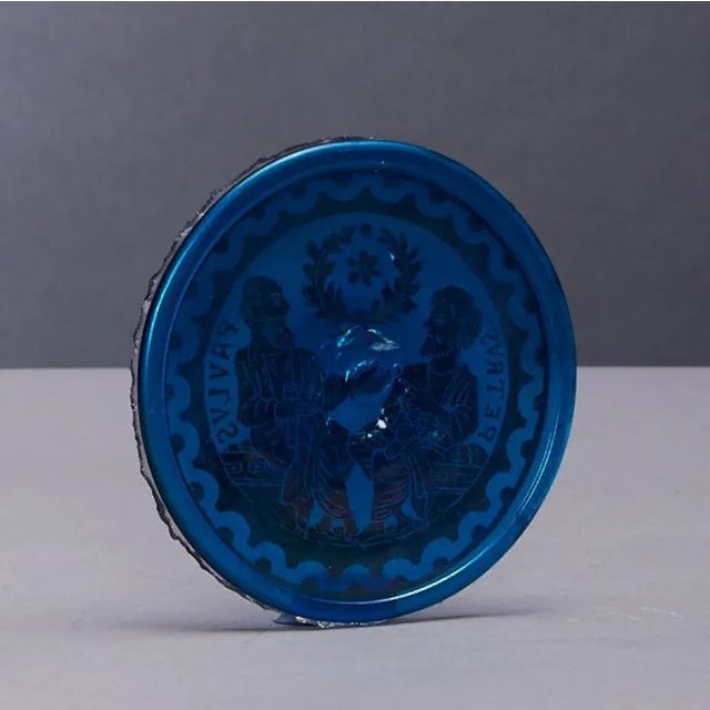 Blue Venetian Blue Glass Romanesque Revival Medallion, Late 19th Century For Sale - Image 8 of 11