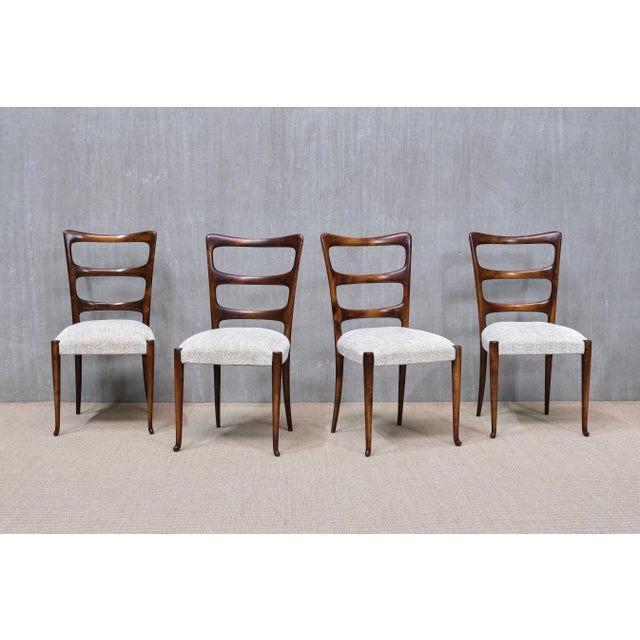 Mid-Century Modern Mahogany and Chenille Dining Chairs by Paolo Buffa, Italy, 1940s, Set of 8 For Sale - Image 3 of 17