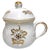 This is a stunning vintage Richard Ginori pot de crème set — six covered porcelain cups with lids and gold-tipped knops,...