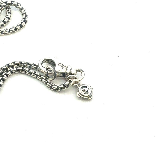 1990s David Yurman Carnelian Diamonds Chain Necklace 16" 7 mm Silver Estate For Sale - Image 4 of 7
