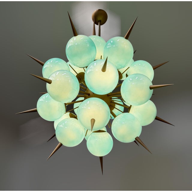 Metal 21st Century Tiffany Blue Murano Pinocchio Chandelier by Fabio LTD For Sale - Image 7 of 7
