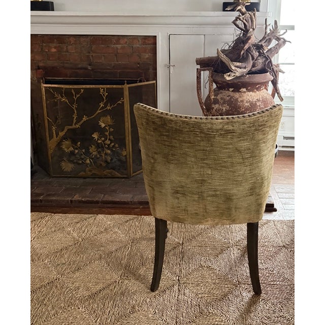 Olive Mid Century Arm Chair With Nail Heads For Sale - Image 8 of 13