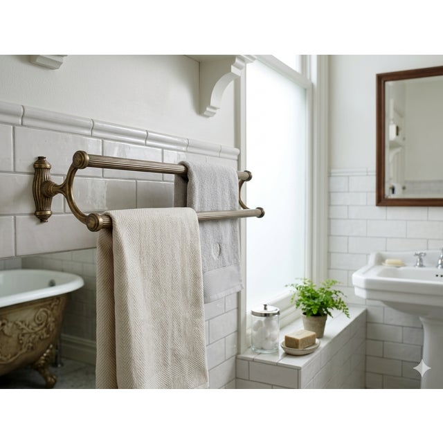 Vintage Double Wall-Mounted Towel Rack, 1970 For Sale - Image 12 of 13