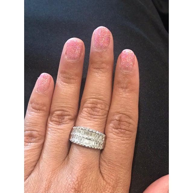 2020s 1.60 Carat Baguette and Round Cut Diamond Band 14 Karat White Gold, Size 8 For Sale - Image 5 of 5