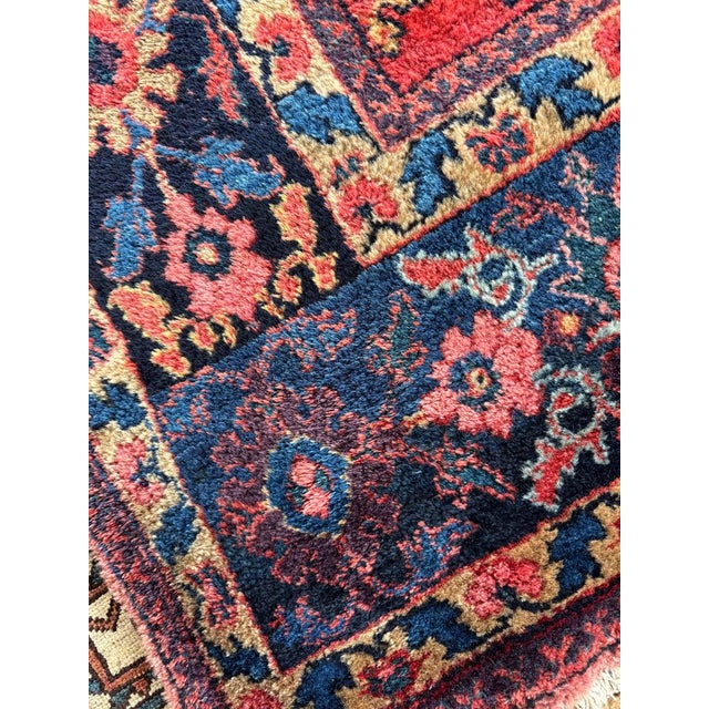 Persian DEEP Coral Watermelon Fine Antique Mahal Aubergine Rug 9 x 12.2 For Sale - Image 3 of 7