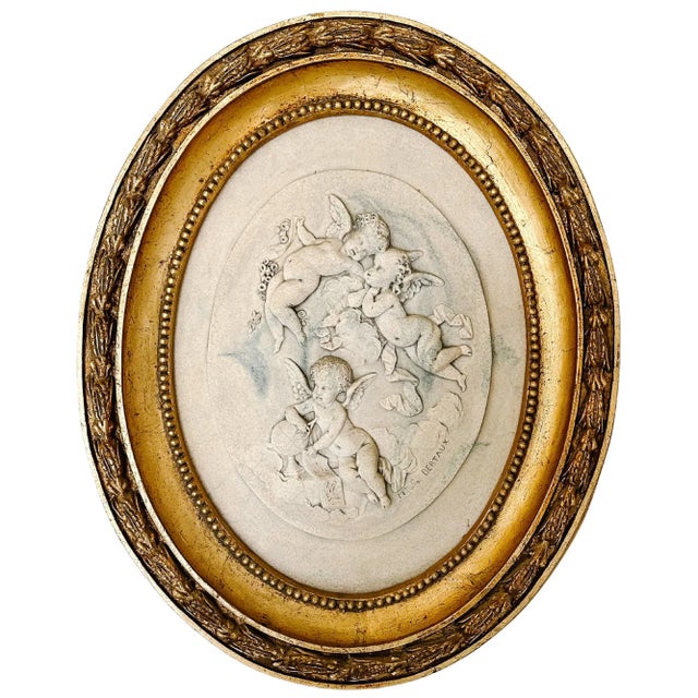 Vintage French Wall Plaque With Winged Cherubs by Mme Leon Bertaux For Sale - Image 10 of 10