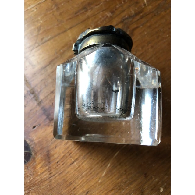 Mid 19th Century English Chased Lid Crystal Inkwell For Sale - Image 4 of 6
