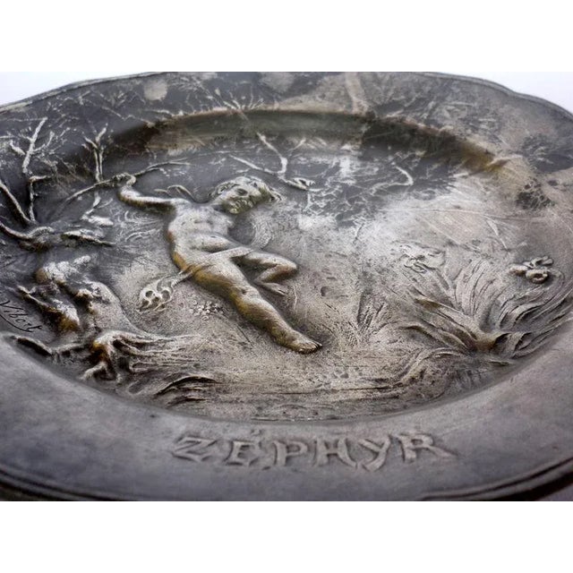 Antique Art Nouveau Pewter Zaphir Plate by Alexandre Vibert, Early 1900s For Sale - Image 5 of 7