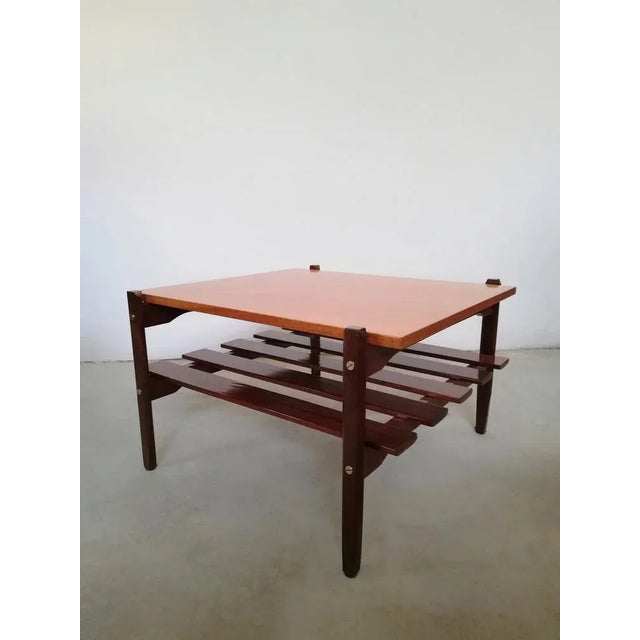 Brown Scandinavian Teak & Oak Wood Living Room Coffee Table, 1960s For Sale - Image 8 of 11
