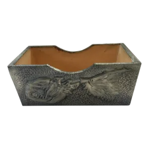 Arts and Crafts Vintage Silver Tone Metal and Wood Box