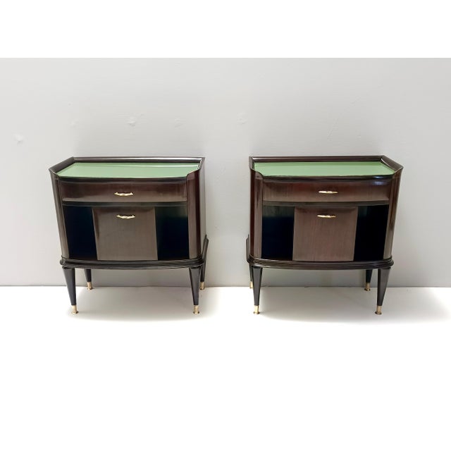 Ebonized Walnut and Beech Nightstands in the style of Tomaso Buzzi, 1950s, Set of 2 For Sale - Image 4 of 11