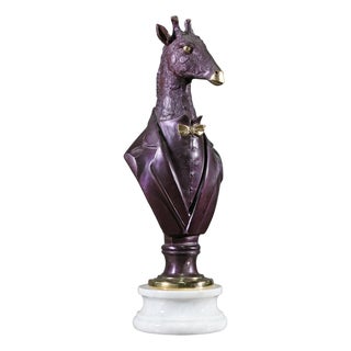 Bust of Giraffe, Bronze For Sale