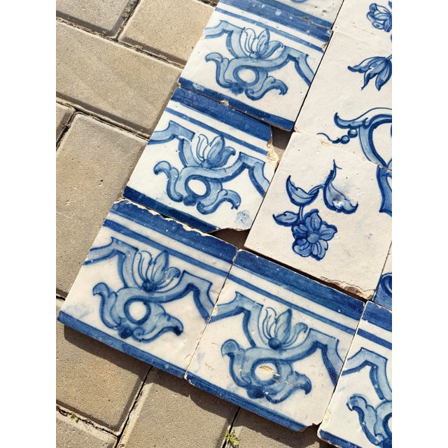 18th Century Antique 18th Century Portuguese Tile Panel With Classical Flower Vase For Sale - Image 5 of 18