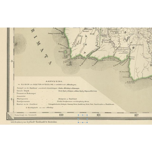 Paper Antique Maps of Western and Southern Borneo in the Dutch East Indies, 1884, Set of 2 For Sale - Image 7 of 12