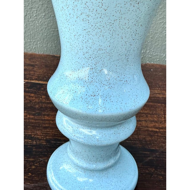 Vintage Speckled Blue Ceramic Vase For Sale - Image 10 of 18