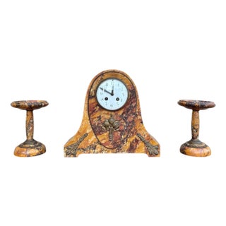 Classic French Mantel Clock by Société Clusienne, Marble Base, 1920 For Sale