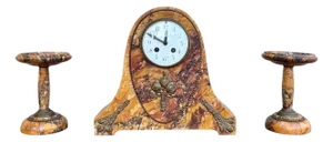 Classic French Mantel Clock by Société Clusienne, Marble Base, 1920