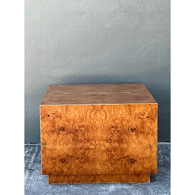 Chocolate Vintage Book Matched Burl Wood Table For Sale - Image 8 of 12