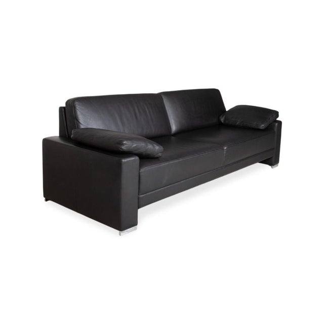 Modern Alba 3-Seater Sofa in Black Leather from Brühl For Sale - Image 3 of 15
