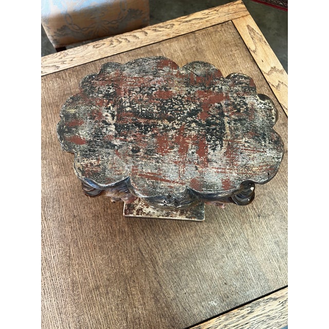 Wood 18th Century Basque Style Painted/Gilded Cherub Heads Pedestal For Sale - Image 7 of 8