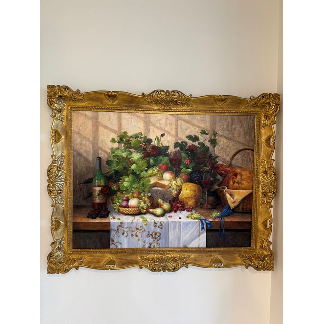 Large Still Life Oil Painting 22k Gold Frame Rosa Chavez For Sale - Image 11 of 15