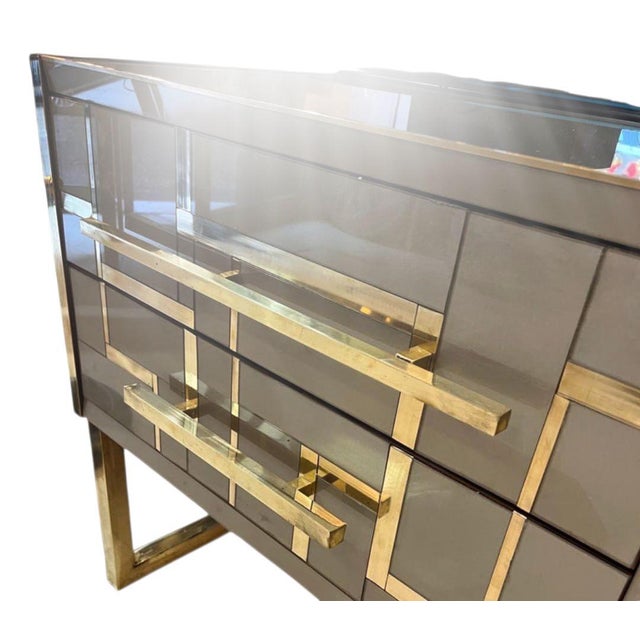 Sideboard in Gold and Brass Glass from Justfurnituress SRL For Sale - Image 4 of 18