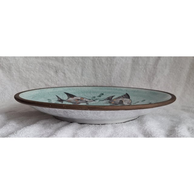 Vintage Ceramic Wall Plate with Fish, 1970s, in Very Good conditions. Designed 1970 to 1979