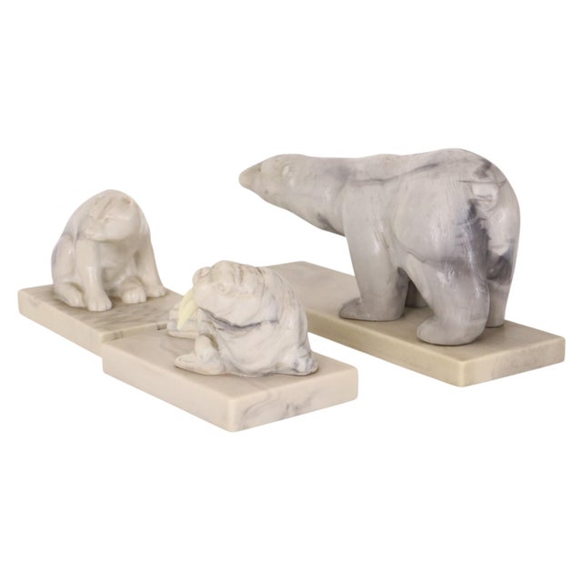 Vintage Animal Figurines Art in Marble Inuit, Canada, 1980s. Set of 3 For Sale - Image 9 of 18
