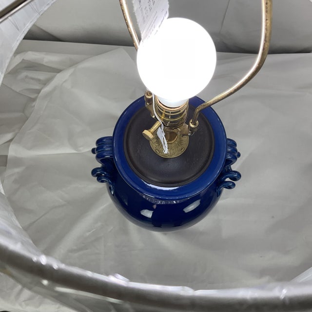 The Bradburn Gallery Cobalt Ceramic Lamp Pair For Sale - Image 9 of 17