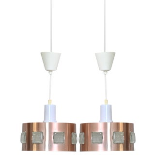 Scandinavian Metal Pendant Lamps, 1960s, Set of 2 For Sale