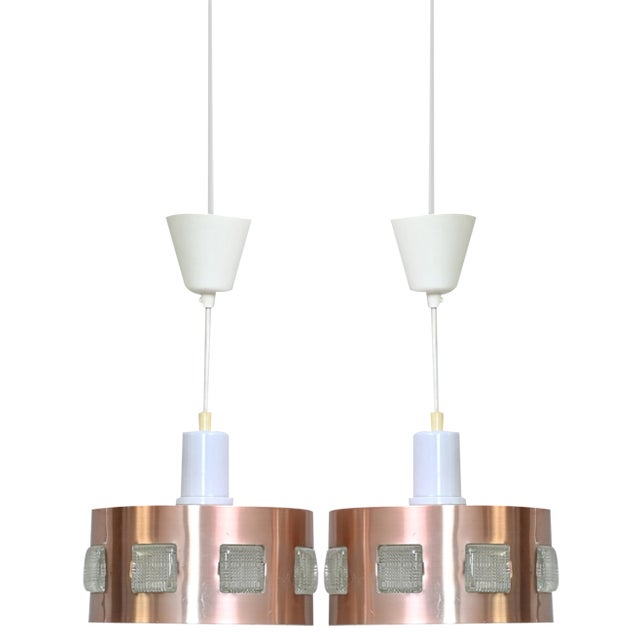 Scandinavian Metal Pendant Lamps, 1960s, Set of 2 For Sale