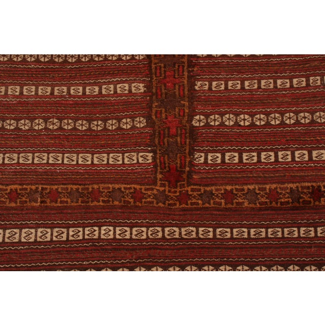 Traditional Antique Geometric Red and Brown Wool Kilim Rug For Sale - Image 3 of 5
