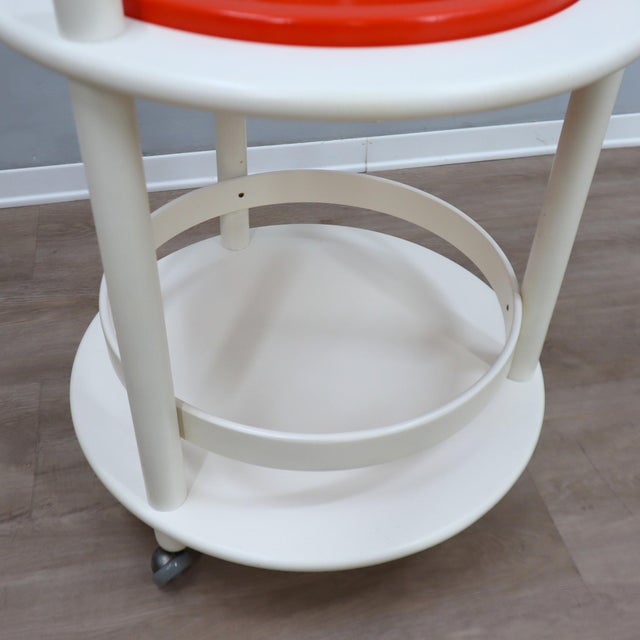 Space Age White & Orange Serving Trolley Bar Cart, 1960s For Sale - Image 11 of 12
