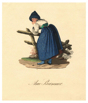 Local Costume of Brenner, South Tyrol, Early 19th Century, Gouache Painting