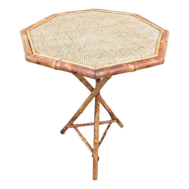 Antique English Tiger Bamboo Table For Sale