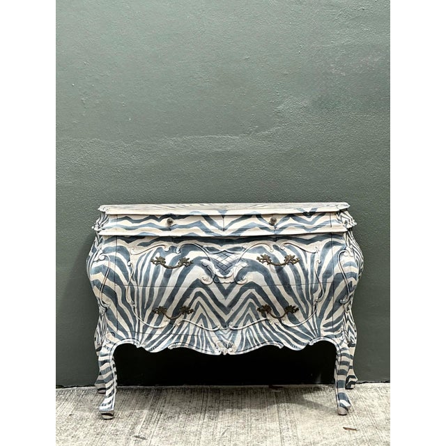 Vintage Hand Painted Zebra Bombe Chest For Sale - Image 18 of 18