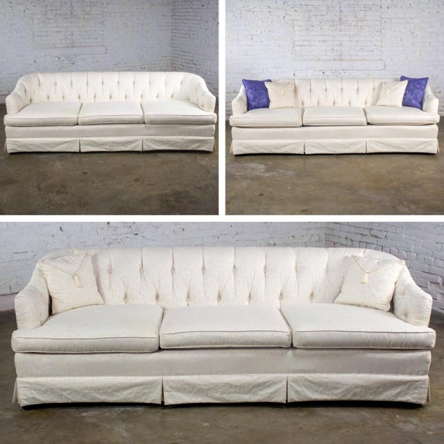 Late 20th Century Hollywood Regency Sofa W/Off White Brocade Fabric by Waters For Sale - Image 18 of 18