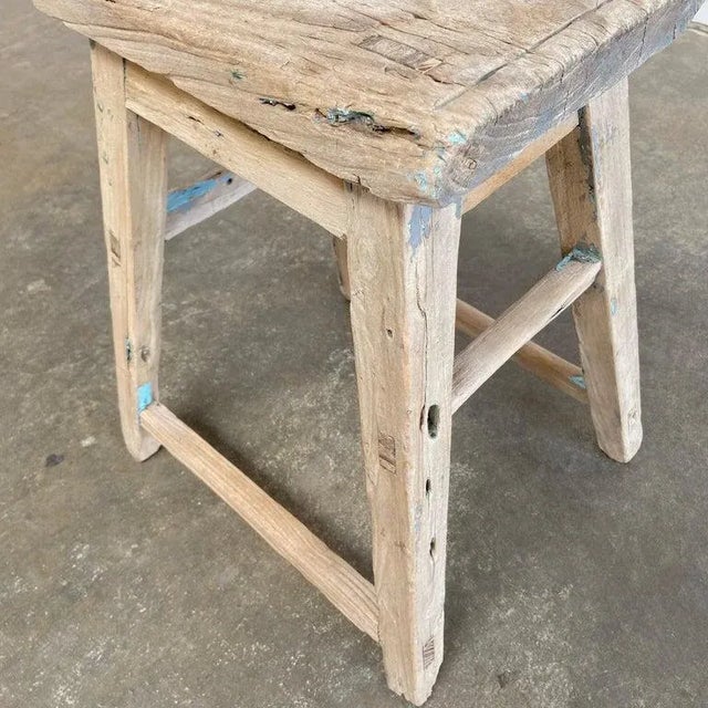 Vintage Elm Wood Stool For Sale - Image 4 of 6